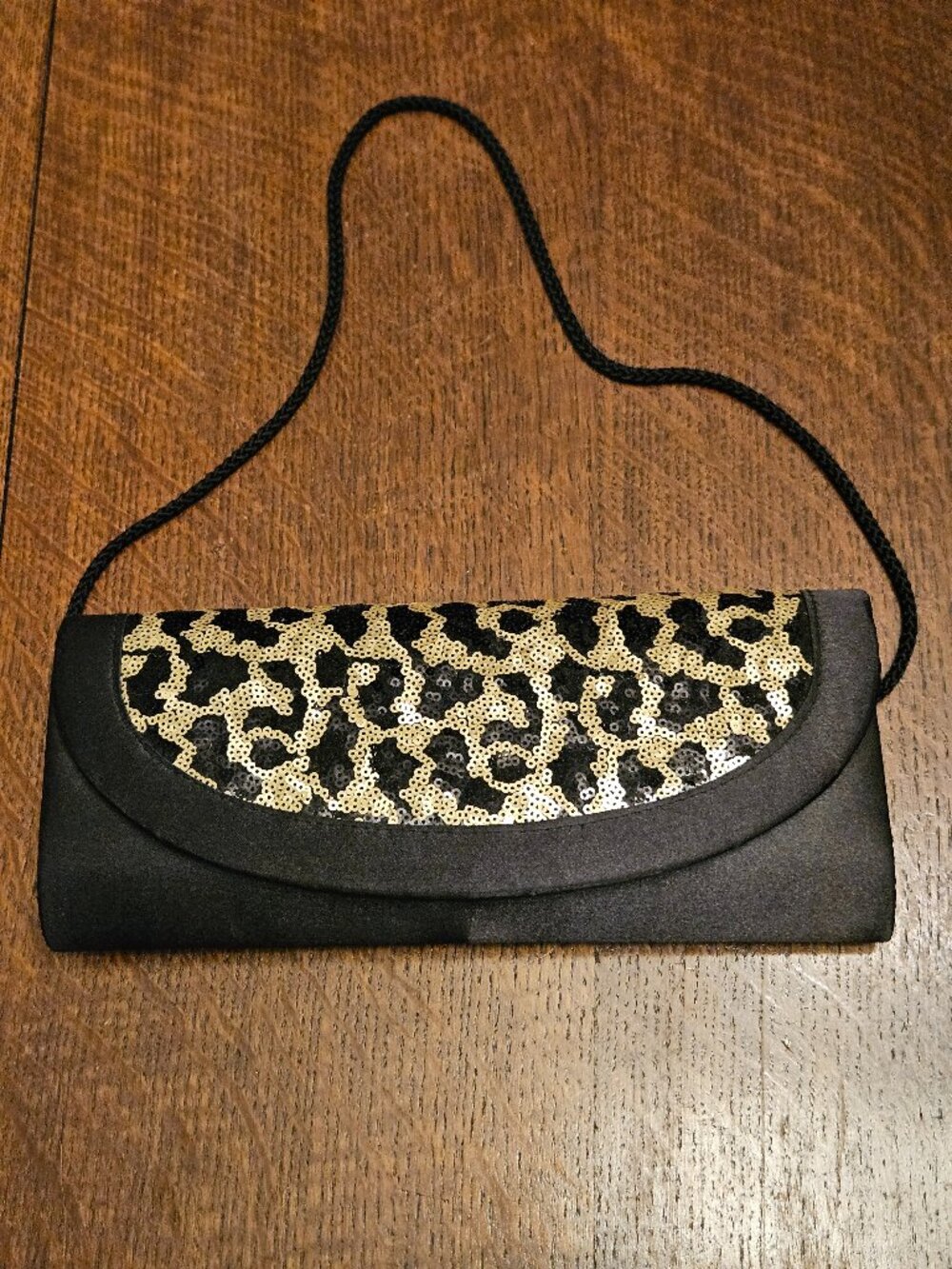 Vintage Jessica McClintock Leopard Print Sequined Evening Bag